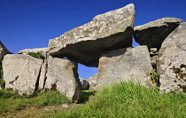 Ireland, County Sligo, Creevykeel Court Tomb looking south.