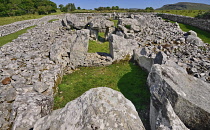 Ireland, County Sligo, Creevykeel Court Tomb looking north.