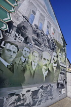 Ireland, County Sligo, Sligo town, Wall mural commemorating the 100th anniversary of the 1916 Rebellion in Ireland.