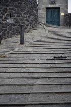 Italy, Tuscany, Lucca, Barga, Detail of steps in the old hilltop town.