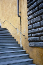 Italy, Tuscany, Lucca, Barga, Detail of steps in the old hilltop town.