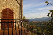 Italy, Tuscany, Lucca, Barga, View across toward the historic hilltop town.