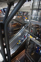 Germany, Berlin, Mitte, Hauptbahnhof interior of the steel and glass train station designed by Meinhard von Gerkan.