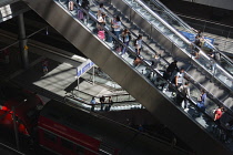 Germany, Berlin, Mitte, Hauptbahnhof interior of the steel and glass train station designed by Meinhard von Gerkan.