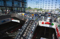 Germany, Berlin, Mitte, Hauptbahnhof interior of the steel and glass train station designed by Meinhard von Gerkan.