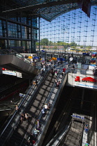 Germany, Berlin, Mitte, Hauptbahnhof interior of the steel and glass train station designed by Meinhard von Gerkan.