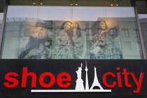 Germany, Berlin, Mitte, Friedrichstrasse, Shoe City shop sign. **Editorial Use Only**