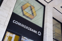 Germany, Berlin, Mitte, Friedrichstrasse, Commerzbank sign. **Editorial Use Only**