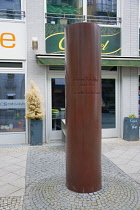 Germany, Berlin, Mitte, Zimmerstrasse, Memorial to Peter Fechter killed trying to cross to the west during constuction of the Wall.