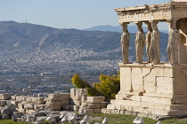 Greece, Attica, Athens, Acropolis The Caryatids on the Erechtheion.