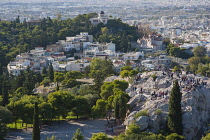 Greece, Attica, Athens, view over city from the Acropolis.