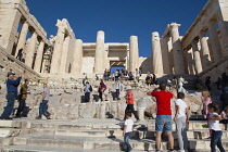 Greece, Attica, Athens, Acropolis with crowds of tourists.