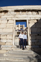 Greece, Attica, Athens, Acropolis with crowds of tourists.