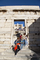 Greece, Attica, Athens, Acropolis with crowds of tourists.