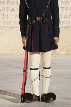 Greece, Attica, Athens, Evzones Greek soldier on parade outside the Parliament building.