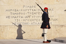 Greece, Attica, Athens, Evzones Greek soldier on parade outside the Parliament building.