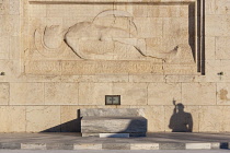 Greece, Attica, Athens, Shadow of Evzones Greek soldier on parade outside the Parliament building.