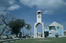 West Indies, Monserrat, Plymouth, Town buildings covered in layer of volcanic ash after 1997 eruption.