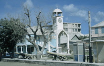 West Indies, Monserrat, Plymouth, Town buildings covered in layer of volcanic ash after 1997 eruption.