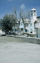 West Indies, Monserrat, Plymouth, Town buildings covered in layer of volcanic ash after 1997 eruption.