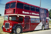 West Indies, Antigua, General, Bank of Antigua Bank on Wheels in double decker bus for access to rural areas.
