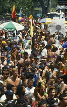 West Indies, Trinidad, General, Carnival crowds and dancers.