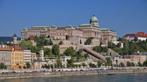 Hungary, Budapest, View across the River Danube to Castle Hill.