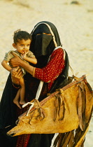Qatar, General, Bedouin mother and child.