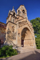 Hungary, Budapest, Hungary, Budapest, Vajdahunyad Castle, View of the Jak Chapel which is a replica of the real chapel in the village of Jak.