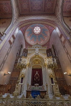 Hungary, Budapest, Dohany Street Great Synagogue, View of the interior with the Ark and dome.