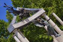 Hungary, Budapest, Szabadsag or Liberty Square,  detail of the Antifascist Monument dedicated  to victims of German occupation.