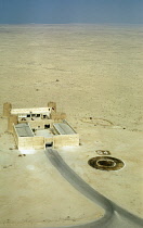 Qatar, General, Aerial view of Zubara fort with the desert beyond.