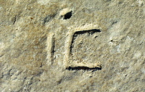 Qatar, Fuhairat, Ancient rock engravings of tribal sign.