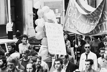 England, London, Gay Pride parade, Pall Mall, 1979, 30 June, banners, balloons, demonstrators, peaceful protest.