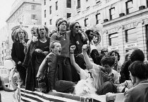 England, London, Gay Pride parade, Pall Mall, 1979, 30 June, demonstrators, peaceful protest. Ford Transit carnival float.