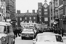 England, London, Gay Pride Parade, St James St, Ford Transit  series 2 pickup carnival float, Metropolitan Police, Met control Ford Transit.