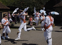 England, East Sussex, Lewes, Mad Jack's Morris Dancers outside the Dorset Pub on Malling Street, from Hastings, named after 18th century eccentric Mad Jack Fuller, Squire of Brightling and famous for...