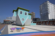 England, East Sussex, Brighton, Upside down house visitor attraction on the seafront.