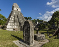 Guatemala, Temple I, or Temple of the Great Jaguar, is a funerary pyramid dedicated to Jasaw Chan K'awil, who was entombed in the structure in AD 734, The pyramid was completed around 740-750 and rise...