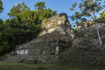 Guatemala, Mayan civilization ruins at Tikal National Park, Guatemala, a UNESCO World Heritage site, Plaza of the Seven Temples.