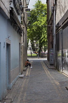 Ireland, North, Belfast, Pattersons Place passageway next to City Hall.