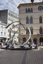 Ireland, North, Belfast, Modern sculpture in Cornmarket.