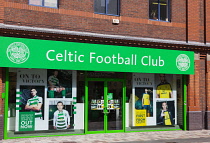 Ireland, North, Belfast, Ann Street, Exterior of the Celtic FC shop. **Editorial Use Only**