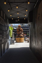 Ireland, North, Belfast, Jameson Whiskey Sculture in the courtyard of the Bullitt Hotel in Church Lane.