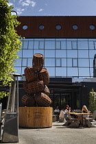 Ireland, North, Belfast, Jameson Whiskey Sculture in the courtyard of the Bullitt Hotel in Church Lane.