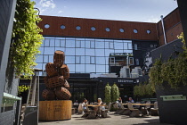 Ireland, North, Belfast, Jameson Whiskey Sculture in the courtyard of the Bullitt Hotel in Church Lane.