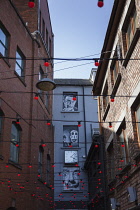 Ireland, North, Belfast, Cathedral Quarter, Murals on walls in Commercial Court.