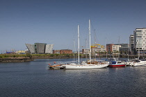 Ireland, North, Belfast, Titanic Quarter, Visitor centre designed by Civic Arts & Eric R Kuhne.