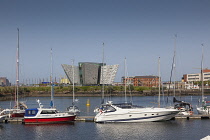 Ireland, North, Belfast, Titanic Quarter, Visitor centre designed by Civic Arts & Eric R Kuhne.