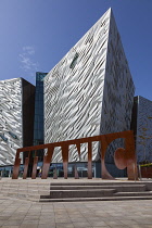 Ireland, North, Belfast, Titanic Quarter, Visitor centre designed by Civic Arts & Eric R Kuhne.